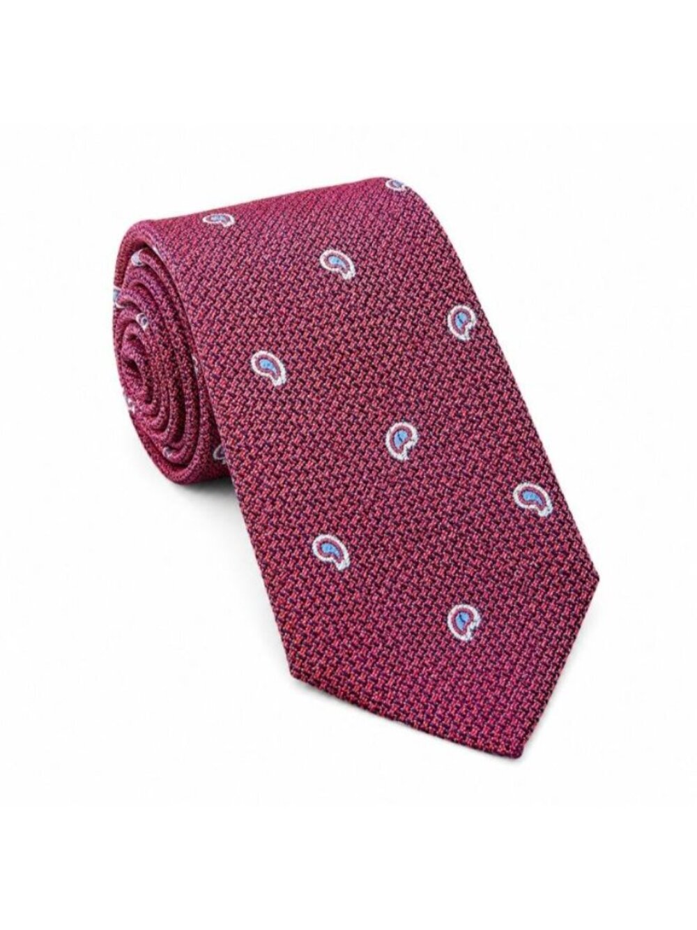 Royal Classic Mens Red Blue Paisley Silk Woven Necktie USA Made Vintage